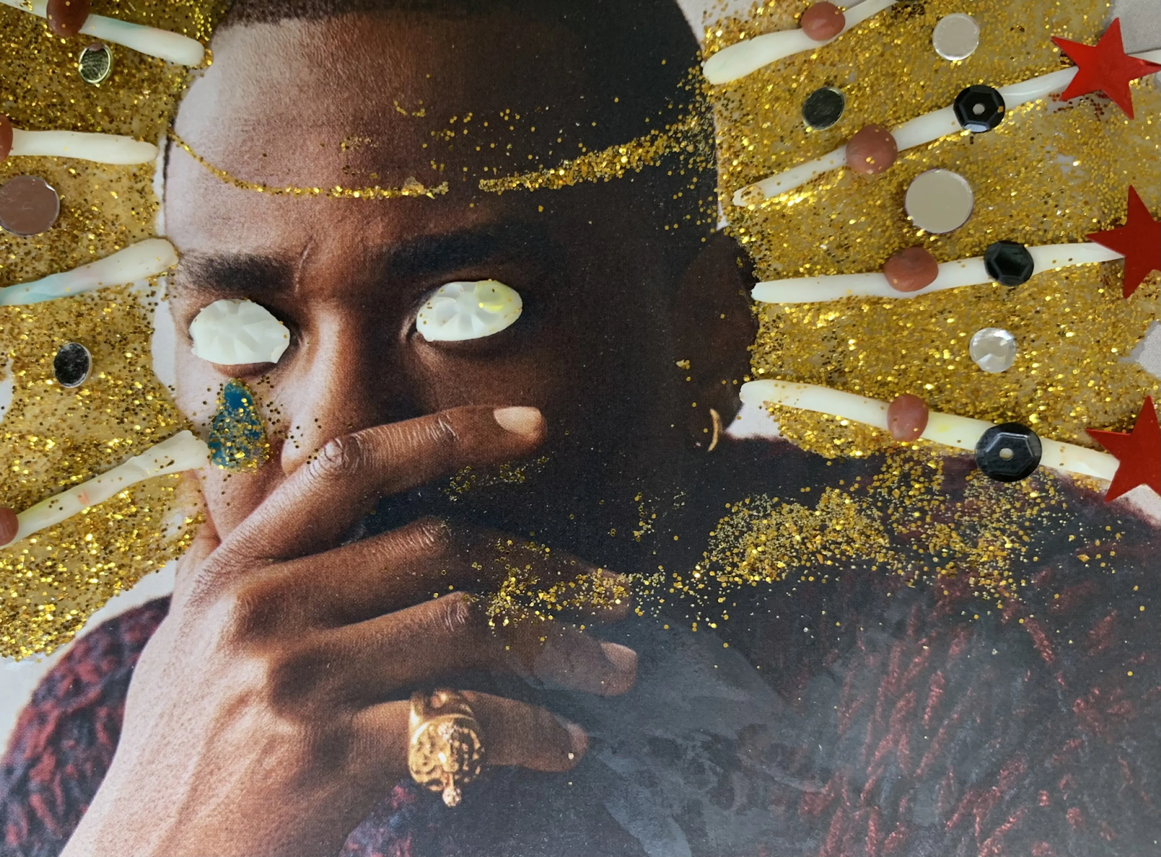 Mixed media collage from the secondary lesson Body adornment, from the unit An overview of craft