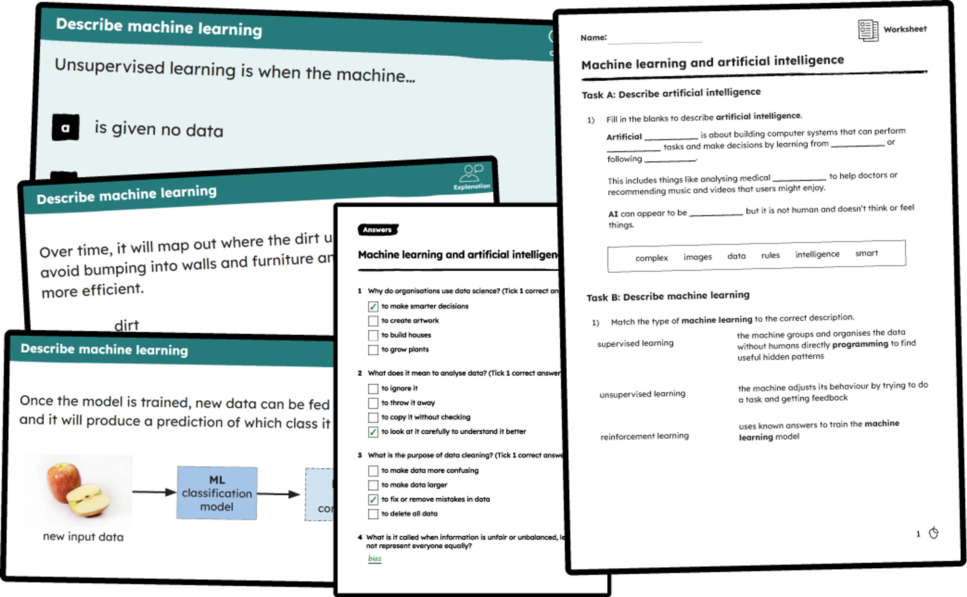 A selection of resources from Oak's year 8 lesson 'year 8 Machine Learning and Artificial Intelligence'.